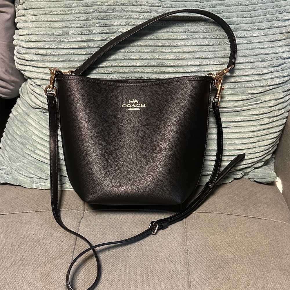 Coach Small Black Leather Bucket Bag